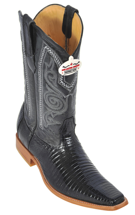 Los Altos Black Genuine All-Over Lizard Square Toe Cowboy Boots 710705 - Click Image to Close